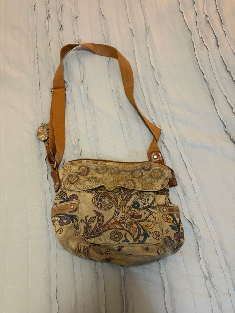 Fossil Floral Canvas Crossbody Bag